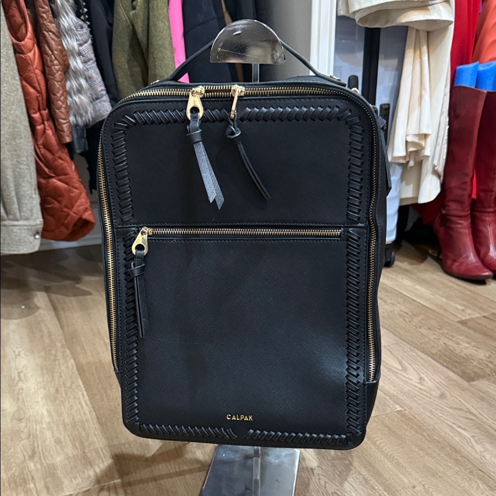 Calpak Black Backpack with Gold Details